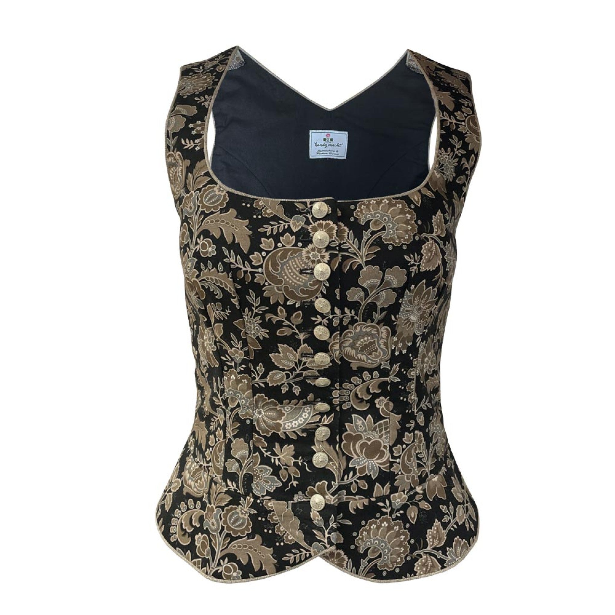 Handgmacht | Spenzer Blumenmuster - schwarz/beig/s