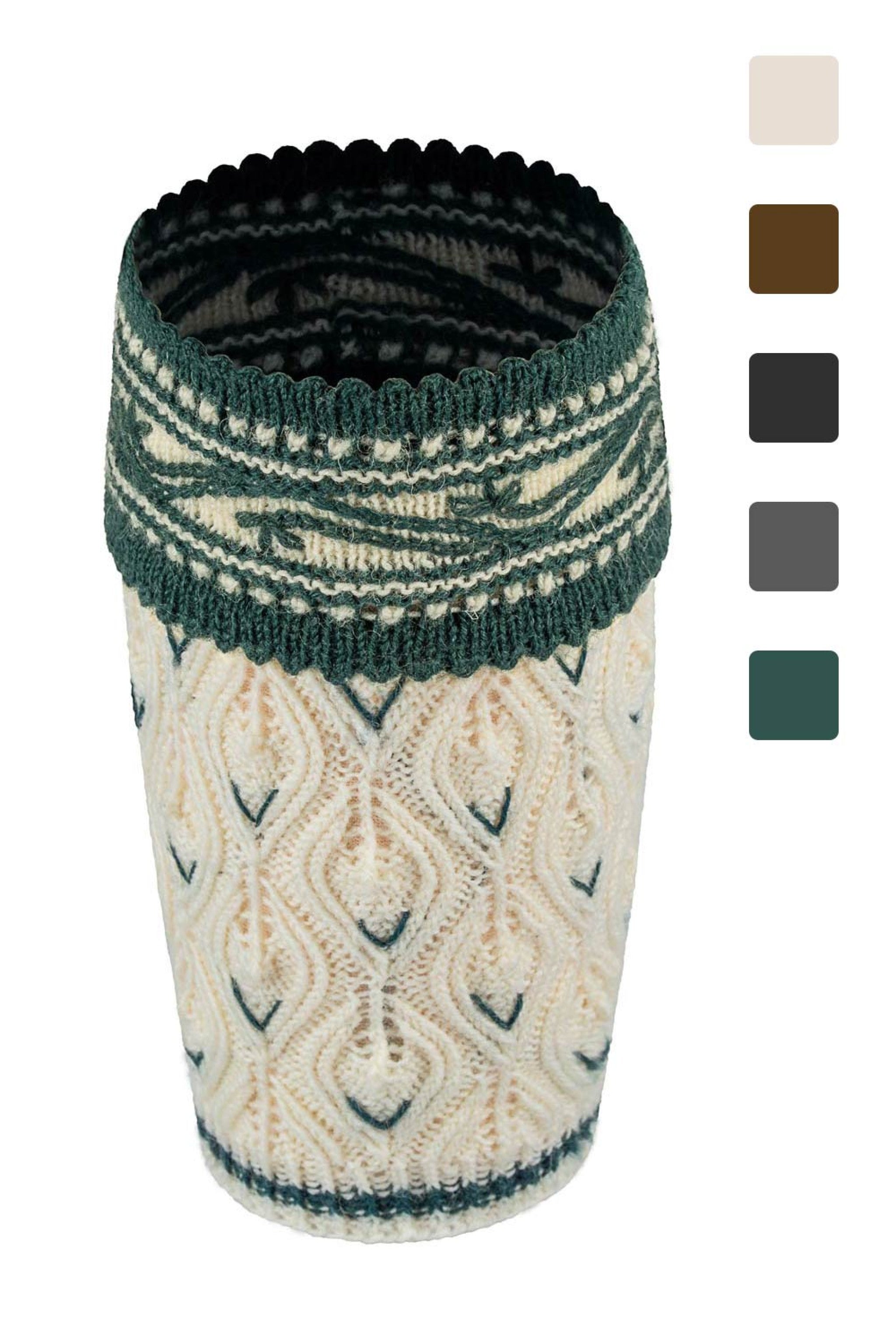 Loferl TROPFEN Handgestrickt - ./w'weiß/tanne