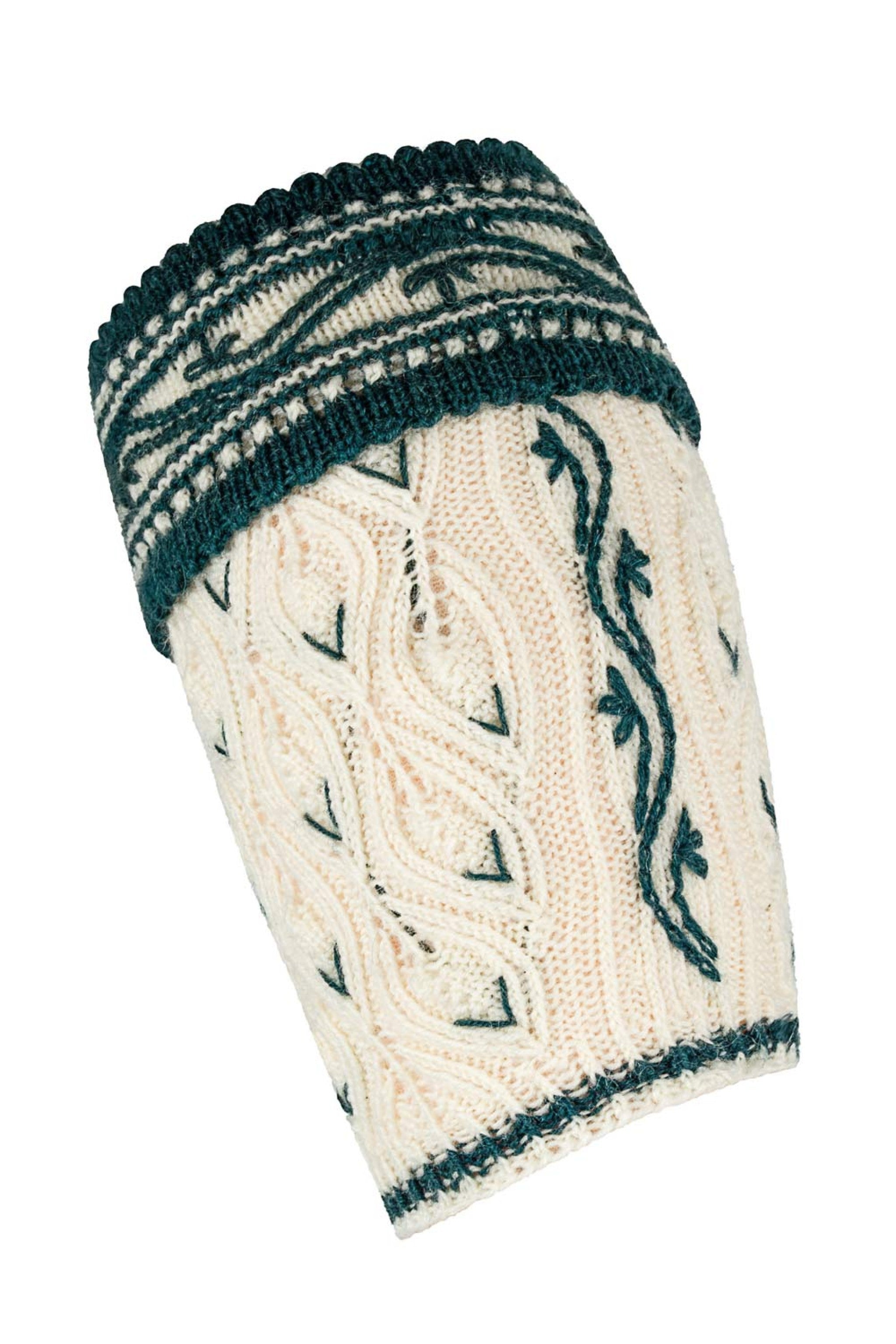 Loferl TROPFEN Handgestrickt - ./w'weiß/tanne